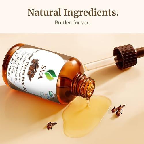 SVA Clove Essential Oil Organic – 4 Fl Oz – 100% Natural Organic Clove Oil - for Diffuser, Hair Care, Face, Skin Care, Aromatherapy, Scalp and Body Massage, Soap and Candle Making - with Dropper - görsel 6