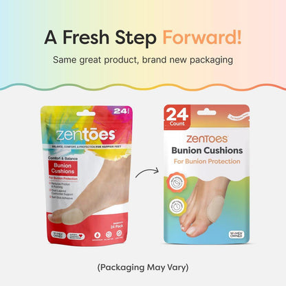 ZenToes Bunion Pads to Wear with Shoes – Waterproof Soft Bunion Cushion Protector, Breathable Adhesive Foot Pad for All Day Comfort & Support, 48 Count