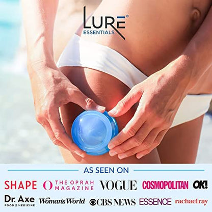Lure Essentials Sculpt Silicone Cupping Therapy Set - Anti Cellulite Cup Massager, Vacuum Suction for Lymphatic Drainage (3 Count, Transparent Blue)