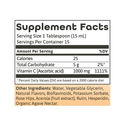 Dynamic Health Liquid Vitamin C Natural Citrus - 1000 mg per Serving, Liquid Supplement for Men and Women, with Bioflavonoids & Rose Hips, Vegetarian & Gluten Free - 8 fl oz - görsel 2