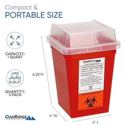 Oakridge Products Sharps Container for Home – Color: Red (standard biohazard color) – Image 4
