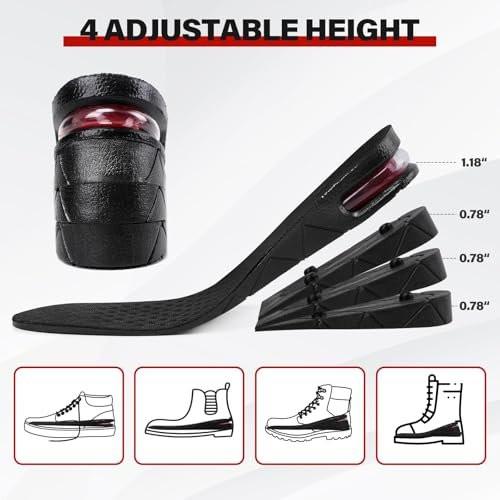 ERGOfoot Height Increase Insoles for Men Women, 4-Layer Adjustable Invisible Shoe Lifts & Height Boosters, Fits Dress Shoes & Casual Footwear - Height Increase Soles & Inserts - görsel 3
