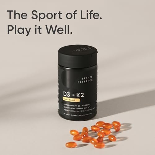 Sports Research® Vitamin D3 + K2 w/ Coconut Oil - Vegan Vitamin D 5000iu & Mk7 Vitamin K 100mcg for Bone & Immune Support - Vegan Certified · Non-GMO · Soy Free - 60 Softgels - görsel 5