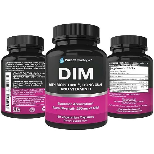 Purest vantage Pure DIM Supplement 250mg Diindolylmethane Plus BioPerine and Dong Quai - Hormone Balance Support for Women and Men, Menopause & Estrogen Support - 90 Vegetarian Capsules - görsel 5