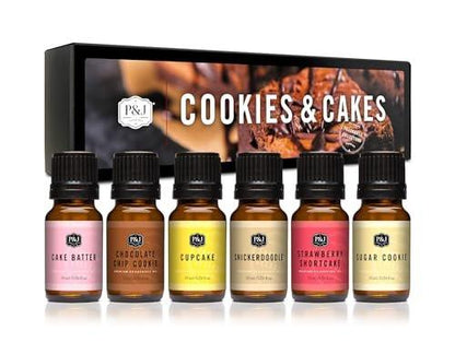 P&J Trading Fragrance Oils for Diffusers for Home Cookies & Cakes Set Fragrance Scents for Candle Making - Soap Making - Car Diffuser Scents - Essential Home Gift Set - Sugar Cookie & More
