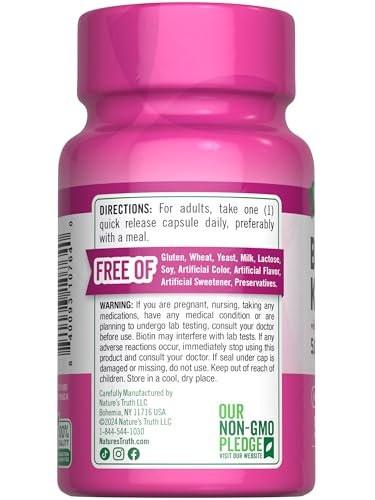 Nature's Truth Biotin 5000 mcg | 50 Capsules | with Keratin and Alpha Lipoic Acid | Non-GMO & Gluten Free Supplement