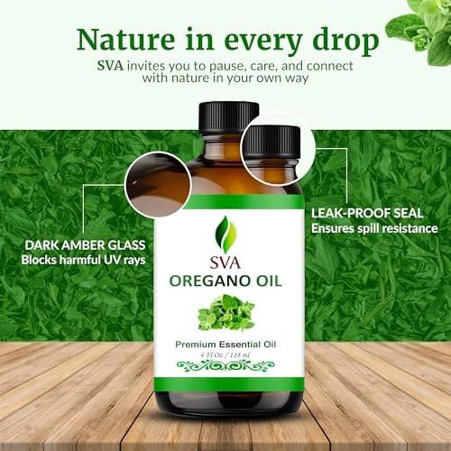 SVA Oregano Essential Oil – 4 Fl Oz – 100% Natural Oregano Oil - for Diffuser, Hair Care, Face, Skin Care, Aromatherapy, Scalp and Body Massage, Soap and Candle Making – with Dropper - görsel 7