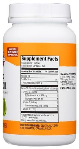 Manitoba Harvest Hemp Seed Oil Softgels, 780 Mg of Plant Based Omegas 3 & 6 per Serving, 120 Ct - görsel 6