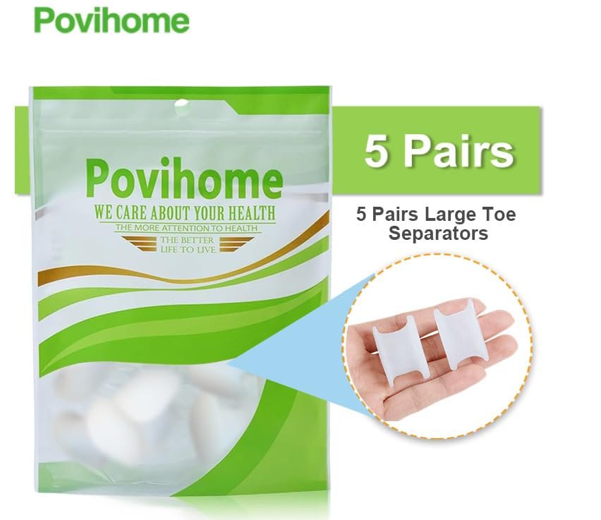 Povihome 10 Pack Toe Spacers Separators, Bunion Corrector Gel Orthotics (1/2'' Thick) for Bunion, Overlapping Toes - L Size - görsel 1