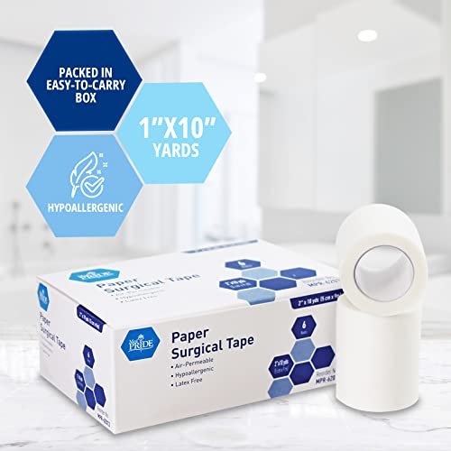 MED PRIDE Hypoallergenic Latex Free Paper Medical Tape 2in X 10yds Breathable for Sensitive Skin Wound Dressing Tape (6 Count (Pack of 1) White) - görsel 1