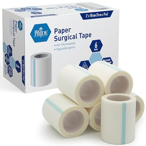 MED PRIDE Hypoallergenic Latex Free Paper Medical Tape 2in X 10yds Breathable for Sensitive Skin Wound Dressing Tape (6 Count (Pack of 1) White) - görsel 8
