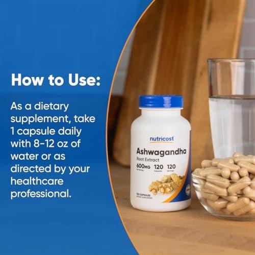 Nutricost Ashwagandha Herbal Supplement 600mg, 120 Capsules - Vegetarian, Non-GMO, Gluten Free, Ashwagandha Root - görsel 7