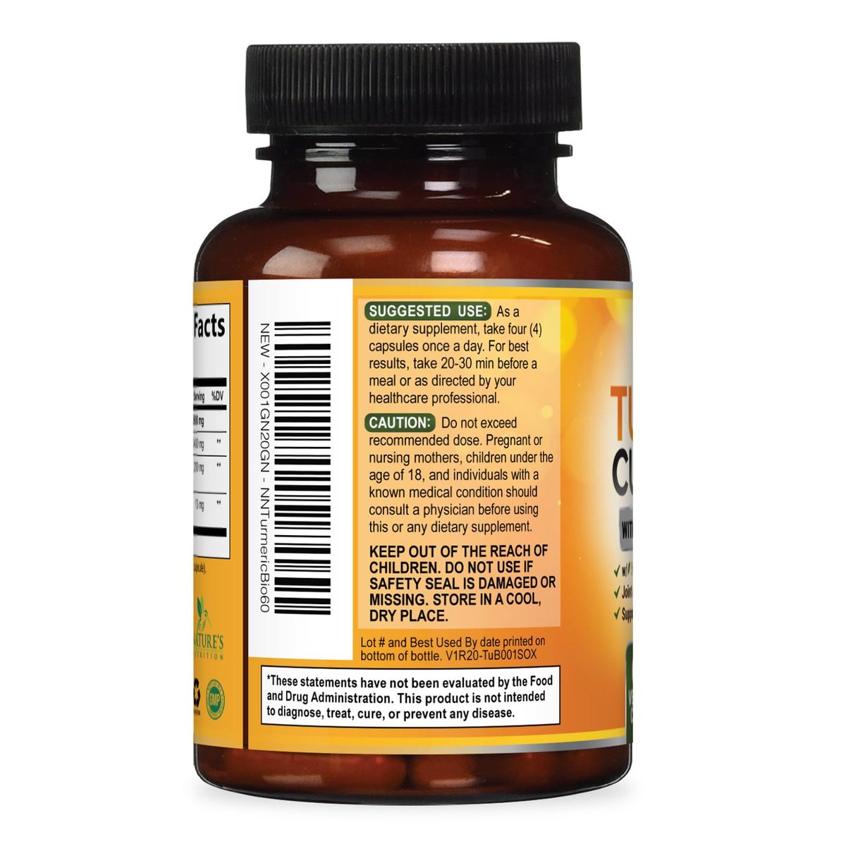 Turmeric Curcumin Supplement - 2400mg Organic Turmeric Per Serving - 95% Curcuminoids & BioPerine Black Pepper Extract for Best Absorption - Natural Vegan Joint Support - Bottled in USA - 60 Capsules - görsel 15