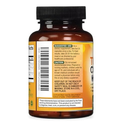 Turmeric Curcumin Supplement - 2400mg Organic Turmeric Per Serving - 95% Curcuminoids & BioPerine Black Pepper Extract for Best Absorption - Natural Vegan Joint Support - Bottled in USA - 60 Capsules