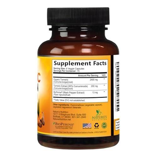 Turmeric Curcumin Supplement - 2400mg Organic Turmeric Per Serving - 95% Curcuminoids & BioPerine Black Pepper Extract for Best Absorption - Natural Vegan Joint Support, Bottled in USA - 120 Capsules - görsel 14