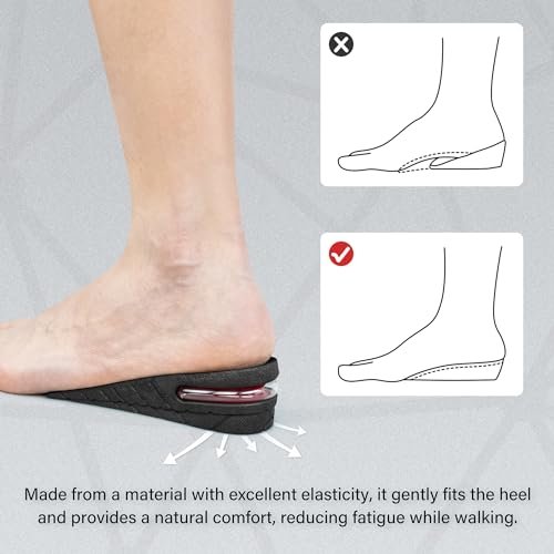 Height Increase Insoles 3-Layer Air up Shoe Lifts Elevator Shoes Insole -6 cm (2.4 inches) Heels Lift Inserts for Men and Women - görsel 6