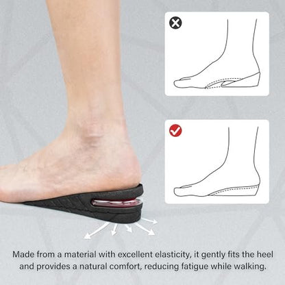 Height Increase Insoles 3-Layer Air up Shoe Lifts Elevator Shoes Insole -6 cm (2.4 inches) Heels Lift Inserts for Men and Women