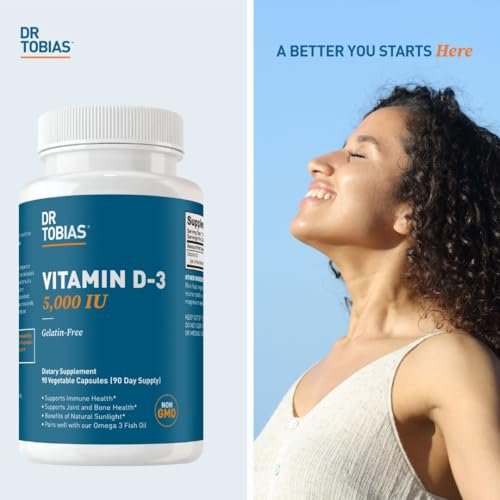 Dr. Tobias Vitamin D3 5000 IU, Essential for Healthy Bones, Teeth, and Immune System, Extra Strength Vitamin D Supplement, Non-GMO, 90 Capsules, 90 Servings - görsel 14
