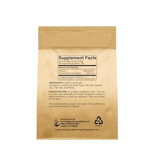 Pure Original Ingredients Calcium Carbonate (1 lb) Dietary Supplement, Food Preservative, Acid Neutralizer - görsel 2