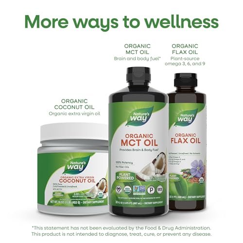 Nature's Way Organic MCT Oil, Brain and Body Fuel*, Liquid Coconut MCT Oil with C8 Caprylic & C10 Capric Acids, 14 g Medium Chain Triglycerides per Serving, Keto & Paleo Certified, Non-GMO, 30 Fl Oz - görsel 6
