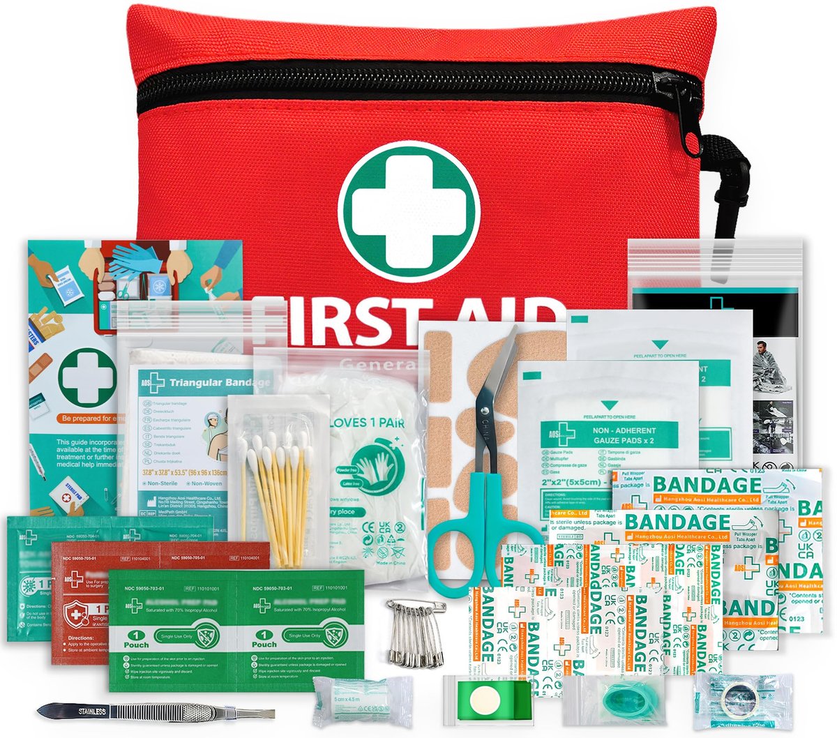 General Medi Mini First Aid Kit, 110 Piece Small First Aid Kit - Includes Emergency Foil Blanket, Scissors for Travel, Home, Office, Vehicle, Camping, Workplace & Outdoor (Red) - görsel 13