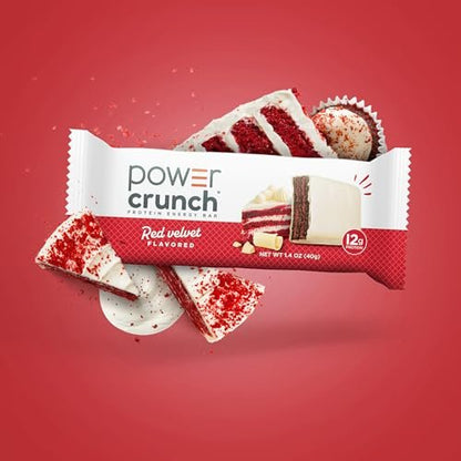Power Crunch Protein Energy Wafer Bars, Red Velvet, 1.4 Ounce (12 Count)