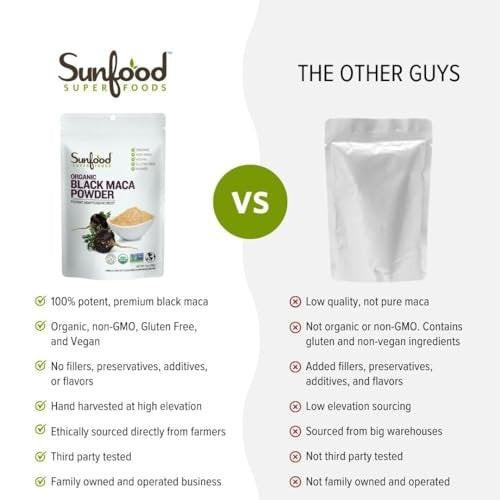 Sunfoods Superfoods Organic Black Maca Powder - Black Maca Root Powder, Black Maca Root for Men & Women, Peruvian, Raw, Vegan, Premium Black Maca Powder - 4 oz Bag - görsel 1