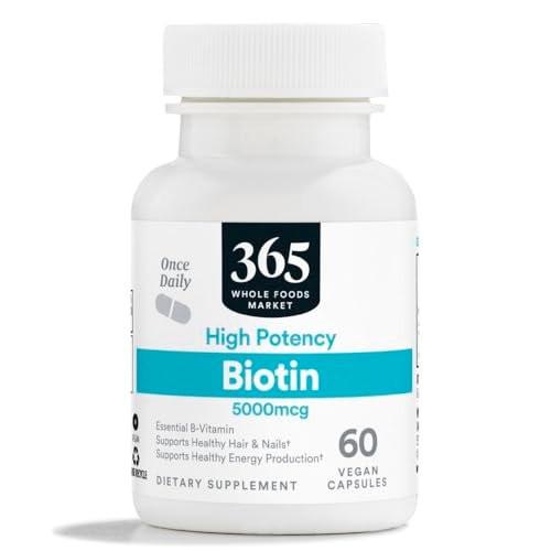 365 by Whole Foods Market, High-Potency Biotin 5000mcg, Vegan, 60 Count - görsel 2