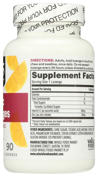 365 by Whole Foods Market, Zinc Vitamin C Lozenges, 90 Count