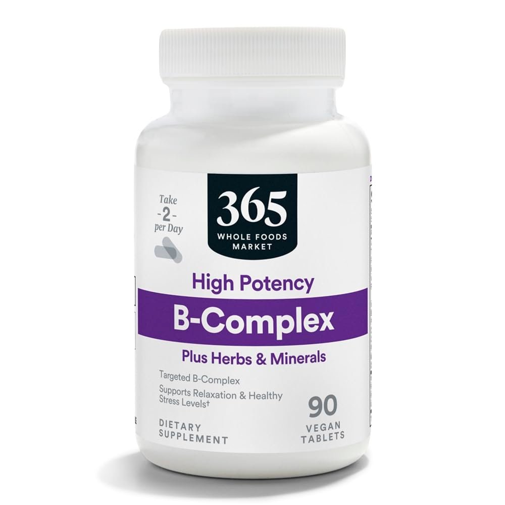 365 by Whole Foods Market, High Potency Vitamin B Complex with Herbal Support Tablets, 90 CT - görsel 1