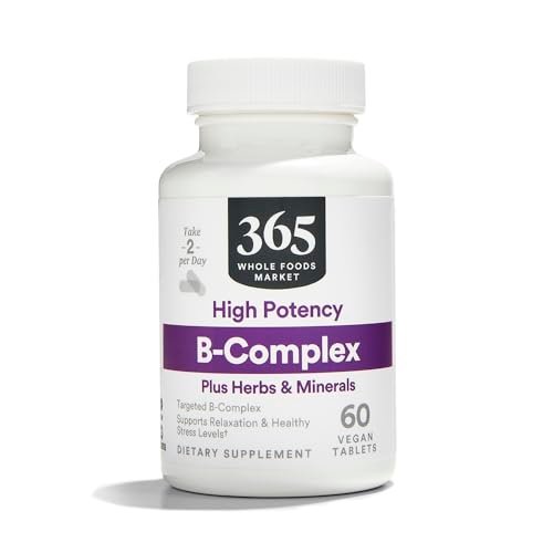 365 by Whole Foods Market, Vitamin B Complex, High Potency with Herbal Support, 60 Tablets - görsel 2