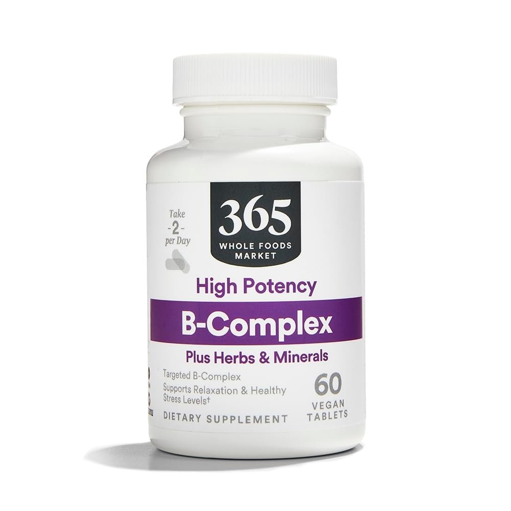 365 by Whole Foods Market, Vitamin B Complex, High Potency with Herbal Support, 60 Tablets - görsel 1