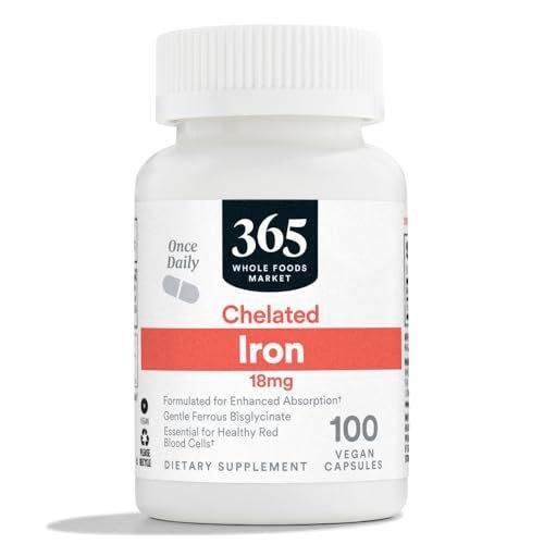 365 by Whole Foods Market, Chelated Iron 18mg, Vegan, 100 Capsules - görsel 1