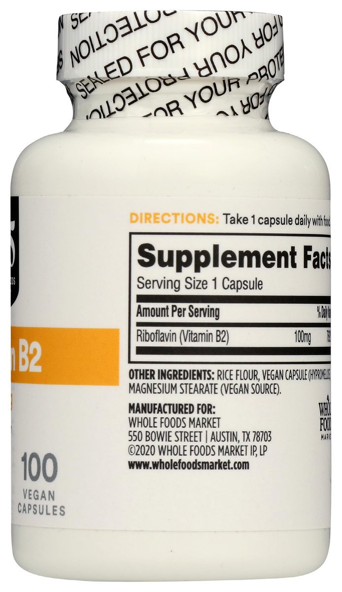 365 by Whole Foods Market Vitamin B2 (Riboflavin) 100 mg, 100 Tablets - görsel 9