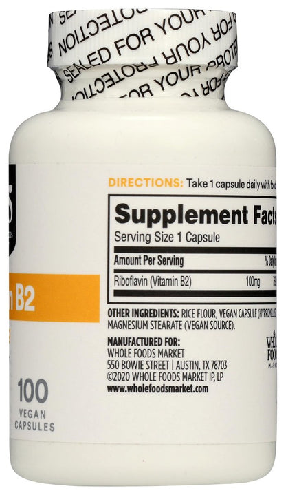 365 by Whole Foods Market Vitamin B2 (Riboflavin) 100 mg, 100 Tablets