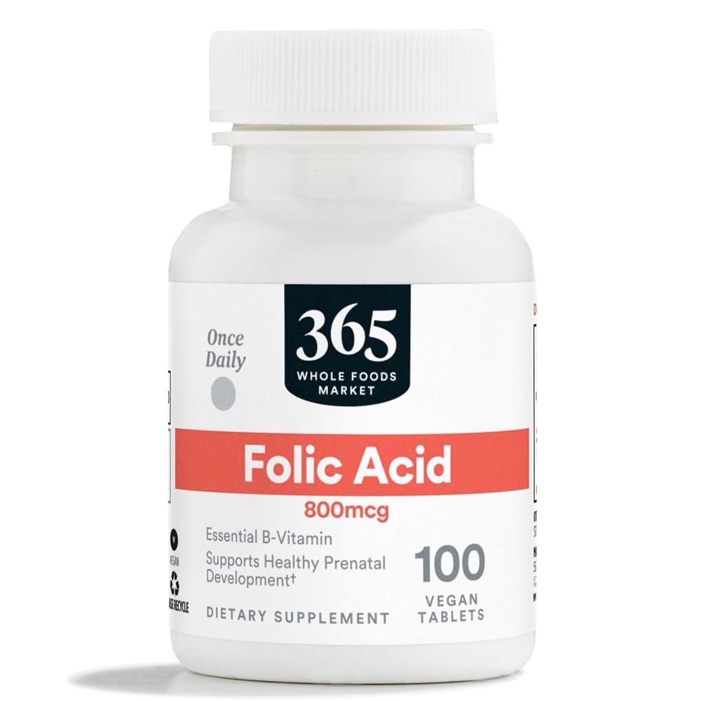 365 by Whole Foods Market, Folic Acid 800 MCG, 100 CT - görsel 1