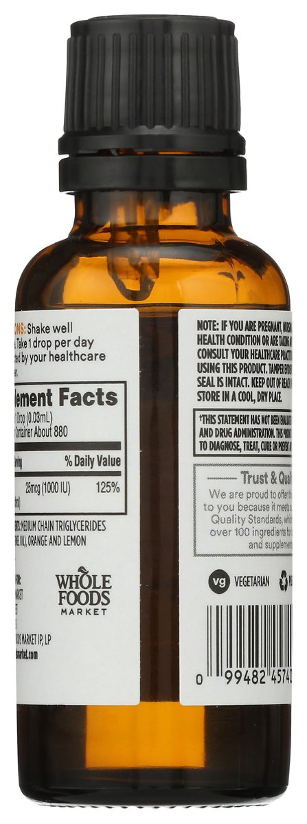 365 by Whole Foods Market, Vitamin D-3 Liquid Citrus Flavor 1000IU, 1 OZ - görsel 3