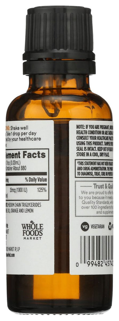 365 by Whole Foods Market, Vitamin D-3 Liquid Citrus Flavor 1000IU, 1 OZ