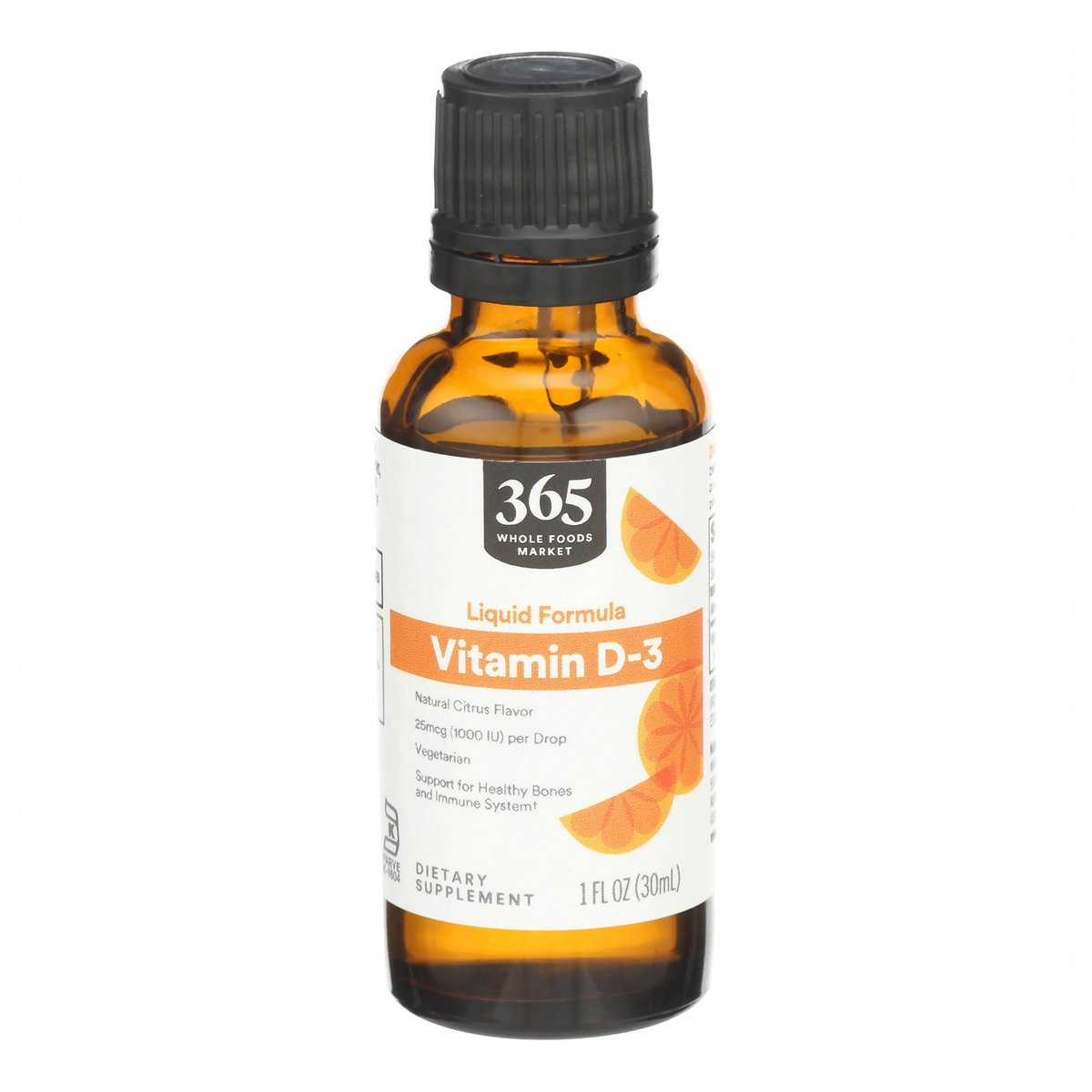 365 by Whole Foods Market, Vitamin D-3 Liquid Citrus Flavor 1000IU, 1 OZ - görsel 1