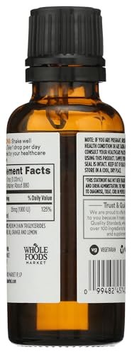 365 by Whole Foods Market, Vitamin D-3 Liquid Citrus Flavor 1000IU, 1 OZ
