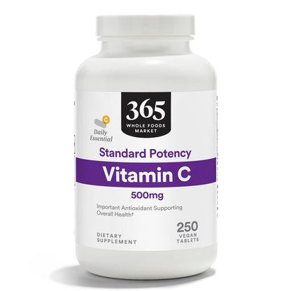 365 by Whole Foods Market, Standard Potency Vitamin C 500mg, Vegan, 250 Tablets