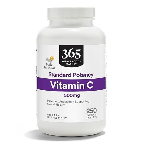 365 by Whole Foods Market, Standard Potency Vitamin C 500mg, Vegan, 250 Tablets - görsel 1