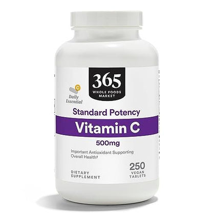 365 by Whole Foods Market, Standard Potency Vitamin C 500mg, Vegan, 250 Tablets