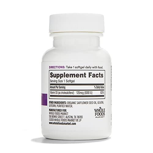 365 by Whole Foods Market, Vitamin D3 Softgels, 5000 IU, 120 CT