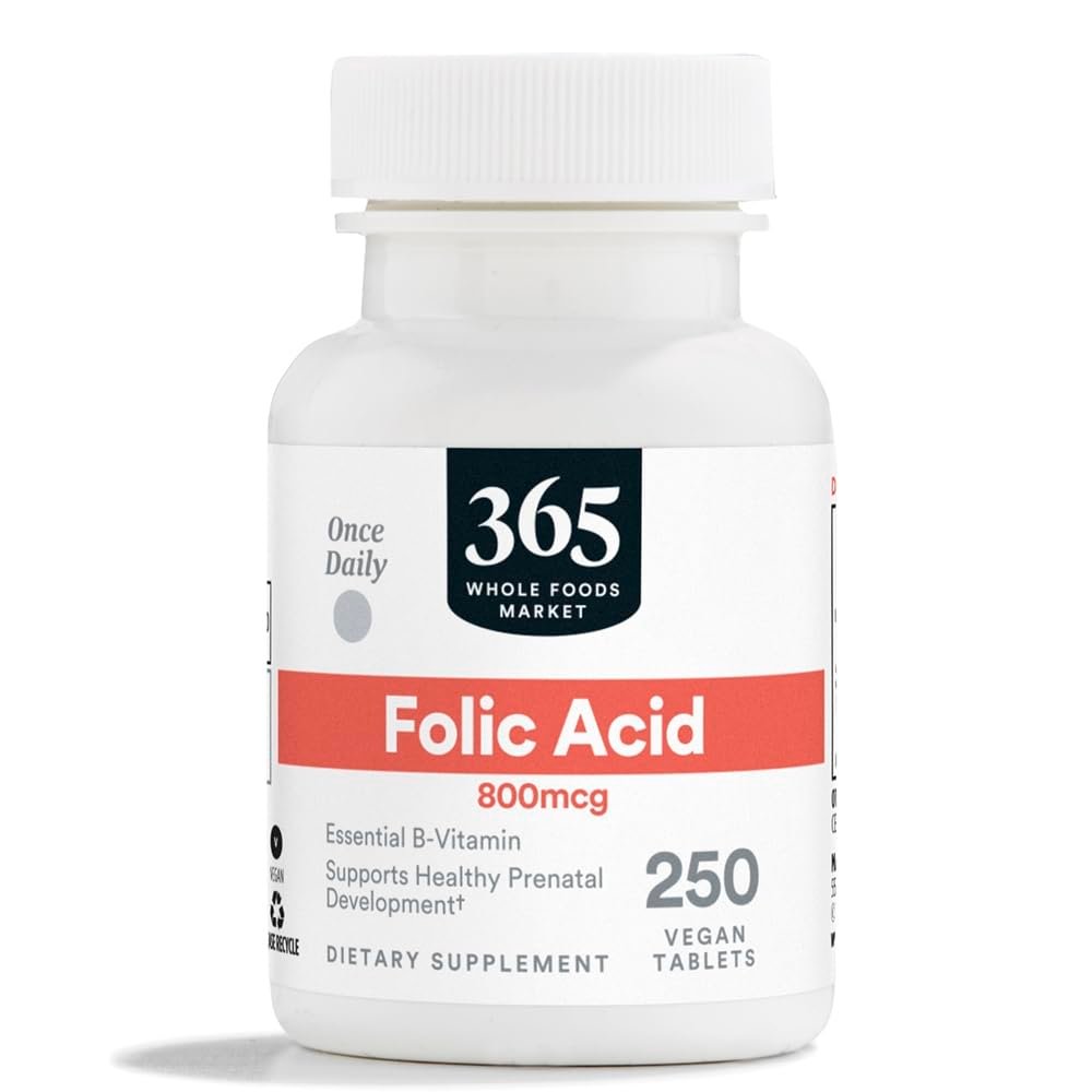 365 by Whole Foods Market, Folic Acid 800mcg, Vegan, 250 Tablets - görsel 1