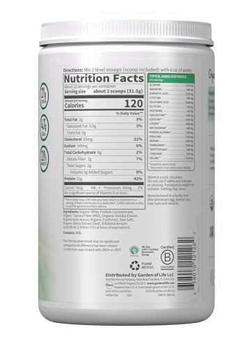 Garden of Life Grass Fed Whey Protein Powder Vanilla - 21g Protein for Women & Men + Probiotics - 12 Servings - Gluten Free, Non GMO, Kosher, Humane, RBST & rBGH Hormone Free - görsel 8