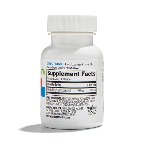 365 by Whole Foods Market Vitamin B12 500mcg Lozenges, Natural Cherry Flavor, Vegan, 100 Count - görsel 2