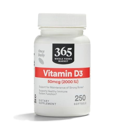 365 by Whole Foods Market, Vitamin D3 2000 IU, 250 ct