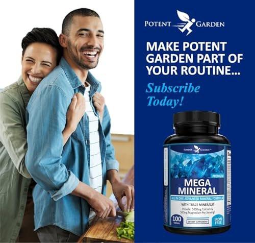 Potent Garden Mega Mineral Supplement Complete Mineral Complex with Calcium Magnesium Zinc Potassium Boron Selenium Chromium & 72 Trace Minerals Iron Free Calcium Supplement -100 Pills - görsel 6