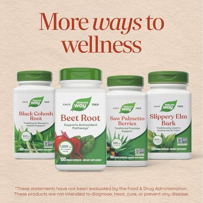 Nature's Way Beet Root Capsules, Supports Antioxidant Pathways*, 1000 mg Beet Root per 2-Capsule Serving, Helps Neutralize Free Radicals*, Vegan, 320 Capsules